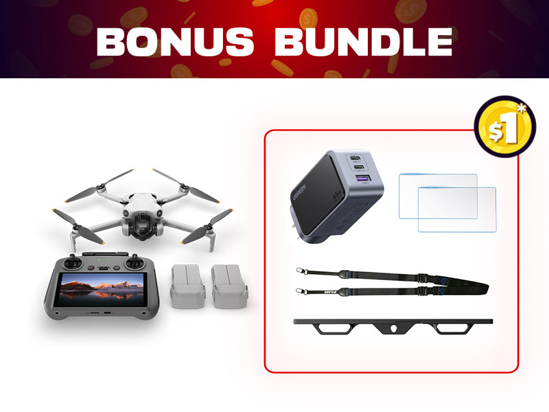 DJI Mini 4 Pro Fly More Combo Plus + $1 Bonus Bundle (Refurbished)